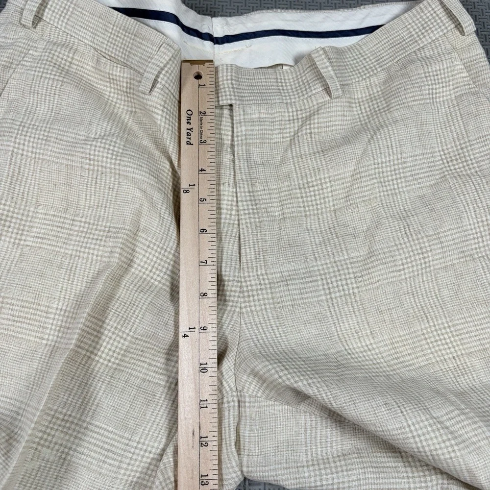 Suitsupply Soho Pure Linen Pants Men's 36x30 Cream Check Plaid TBM Italy EUC